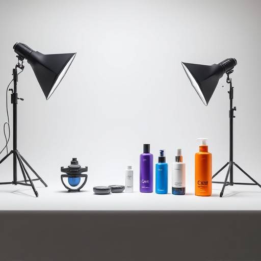 Commercial photography setup with product